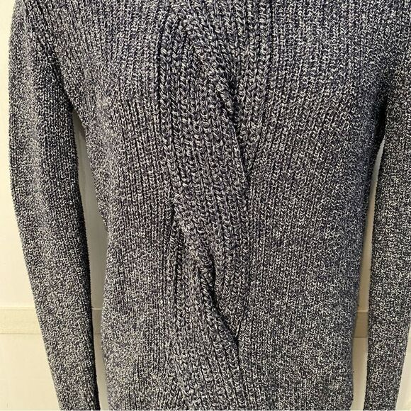 Talbots Cable Knit Twist Front Sweater In Marbled Gray Size Small Petite - Picture 5 of 14